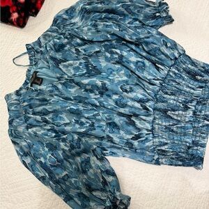 Blue Patterned Blouse